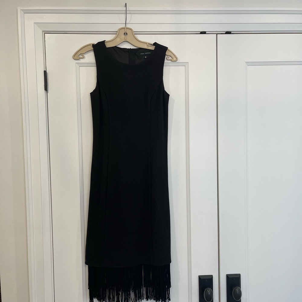 Pink Tartan XS Black Fringe Bottom Dress